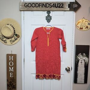 KHAADI KIDS Red girls tunic 9-10 yr salwar kameez Pakistani Embroidered Top